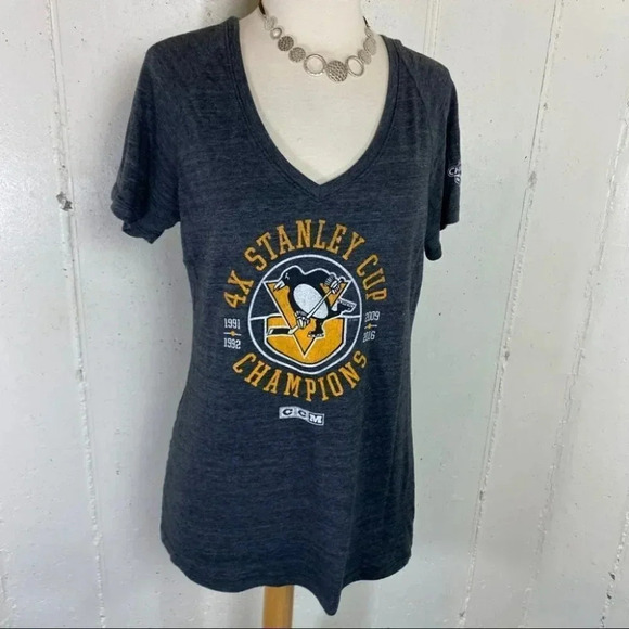 NHL XL‎ Penguin gray V-neck t-shirt - Picture 1 of 5